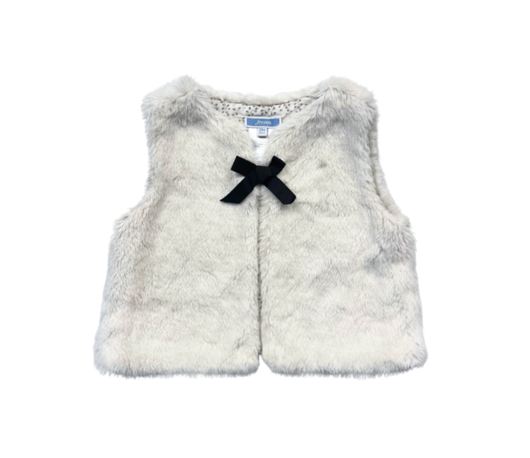 JACADI - Ärmellose Weste aus weißem Kunstpelz - 24 Monate