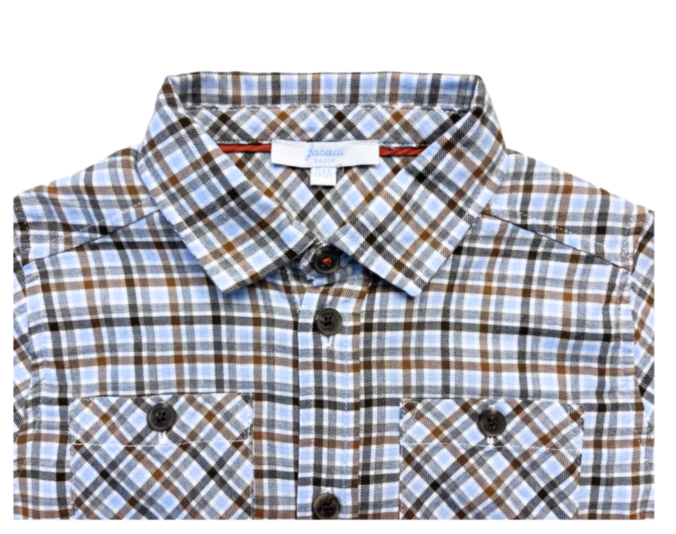 JACADI - Blau kariertes Baumwollhemd - 4 Jahre