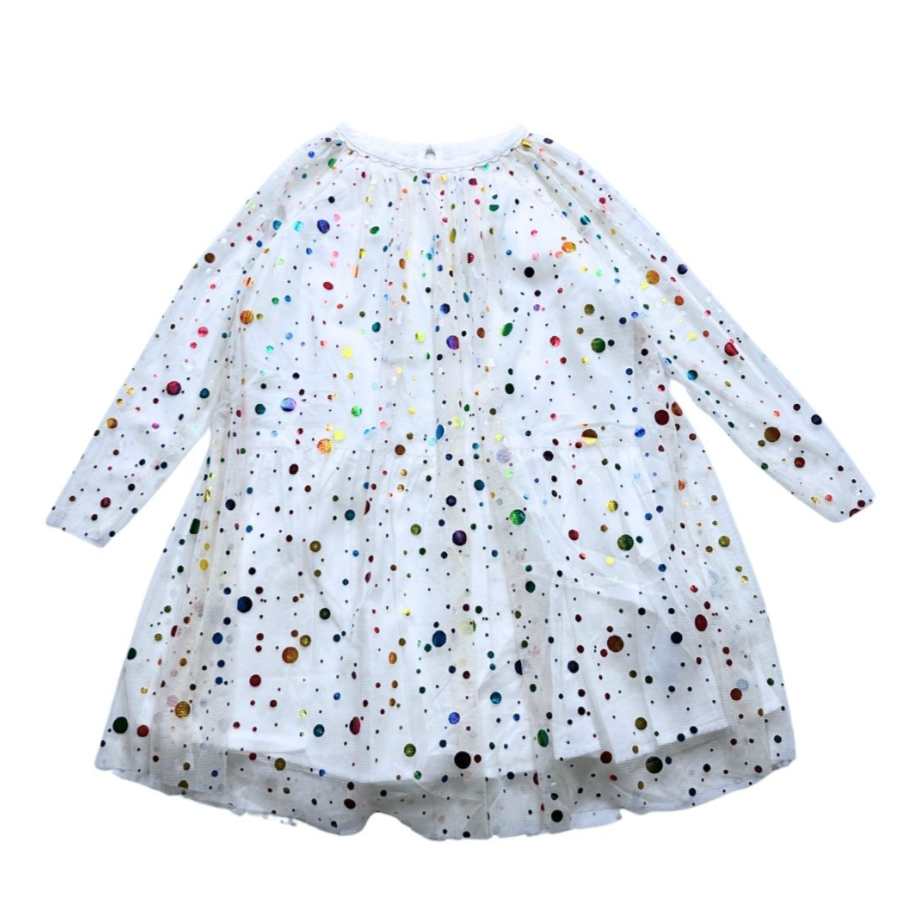 STELLA MCCARTNEY - Robe blanche avec pois multicolors - 5 ans