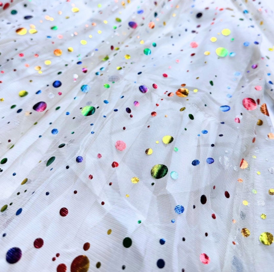 STELLA MCCARTNEY - Robe blanche avec pois multicolors - 5 ans