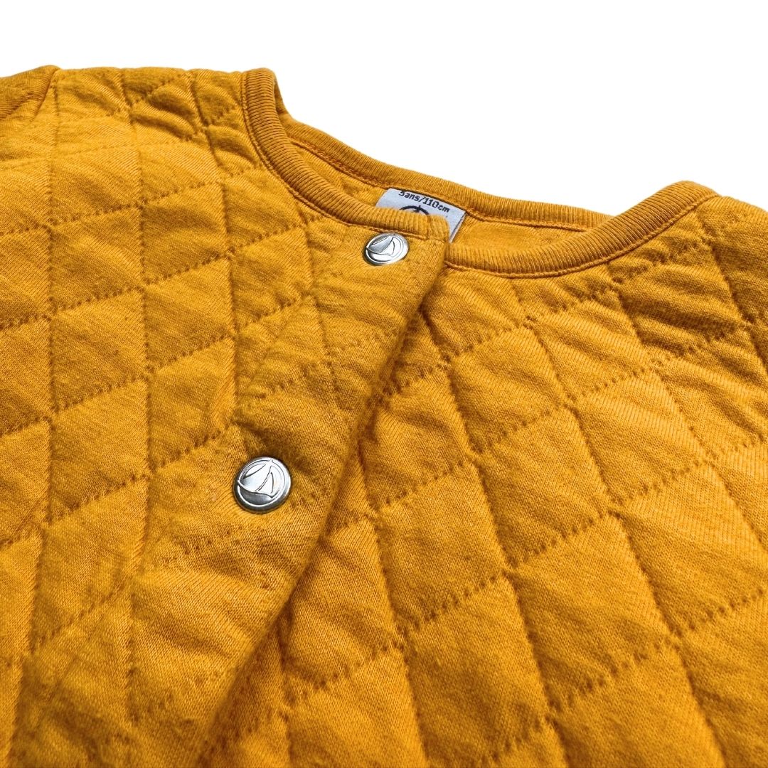 PETIT BATEAU - Cardigan matelassé jaune - 5 ans