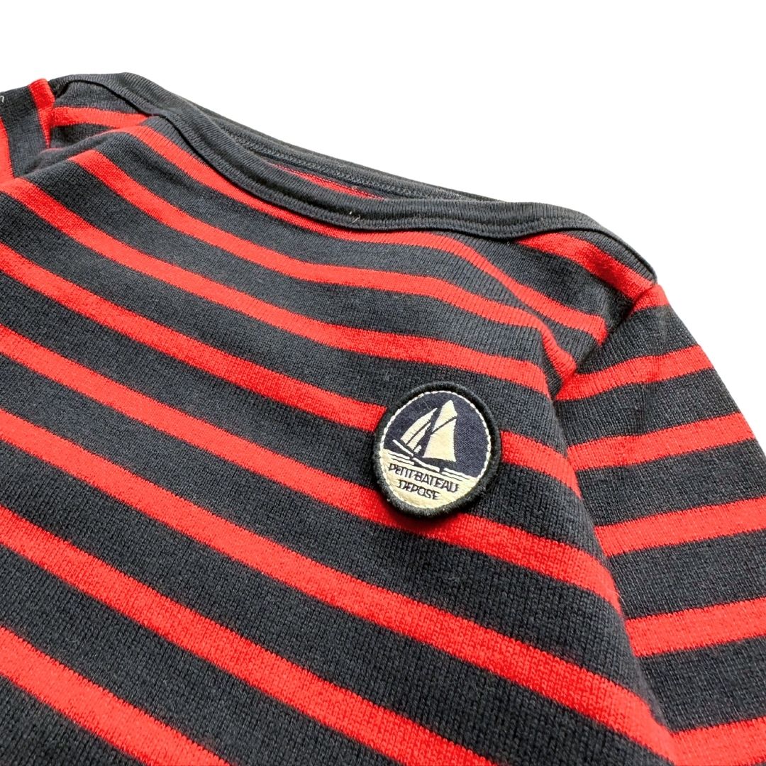 PETIT BATEAU - T-shirt à manches longues bleu et rouge - 5 ans
