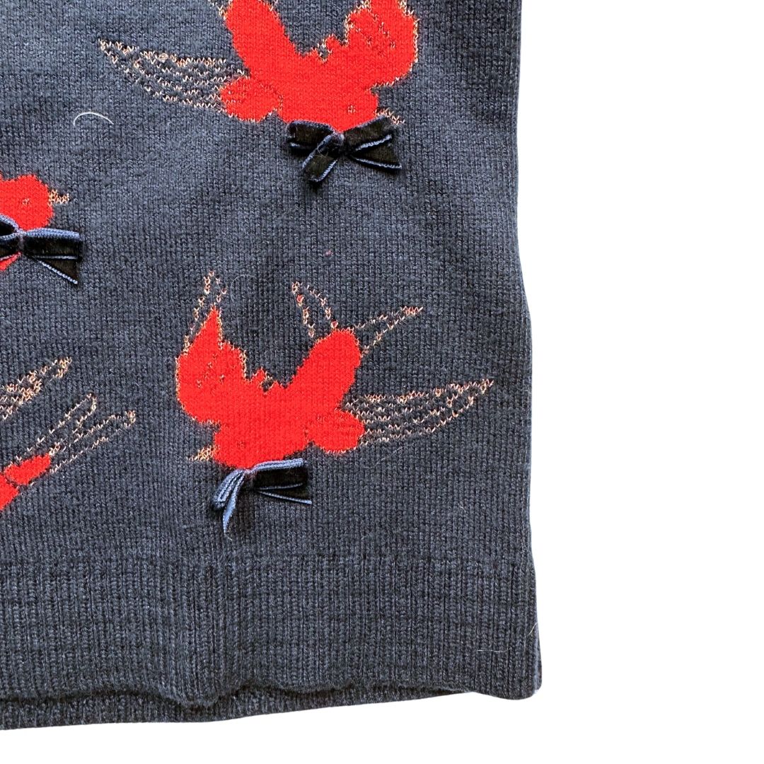 LILI GAUFRETTE - Marineblauer Pullover mit Vögeln und kleinen Schleifen - 4 Jahre