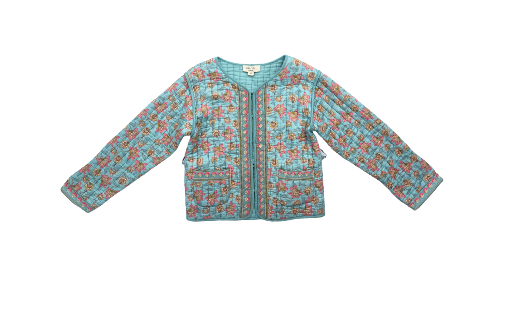 LOUISE MISHA - Veste kimono matelassé bleu à fleurs - 8 ans