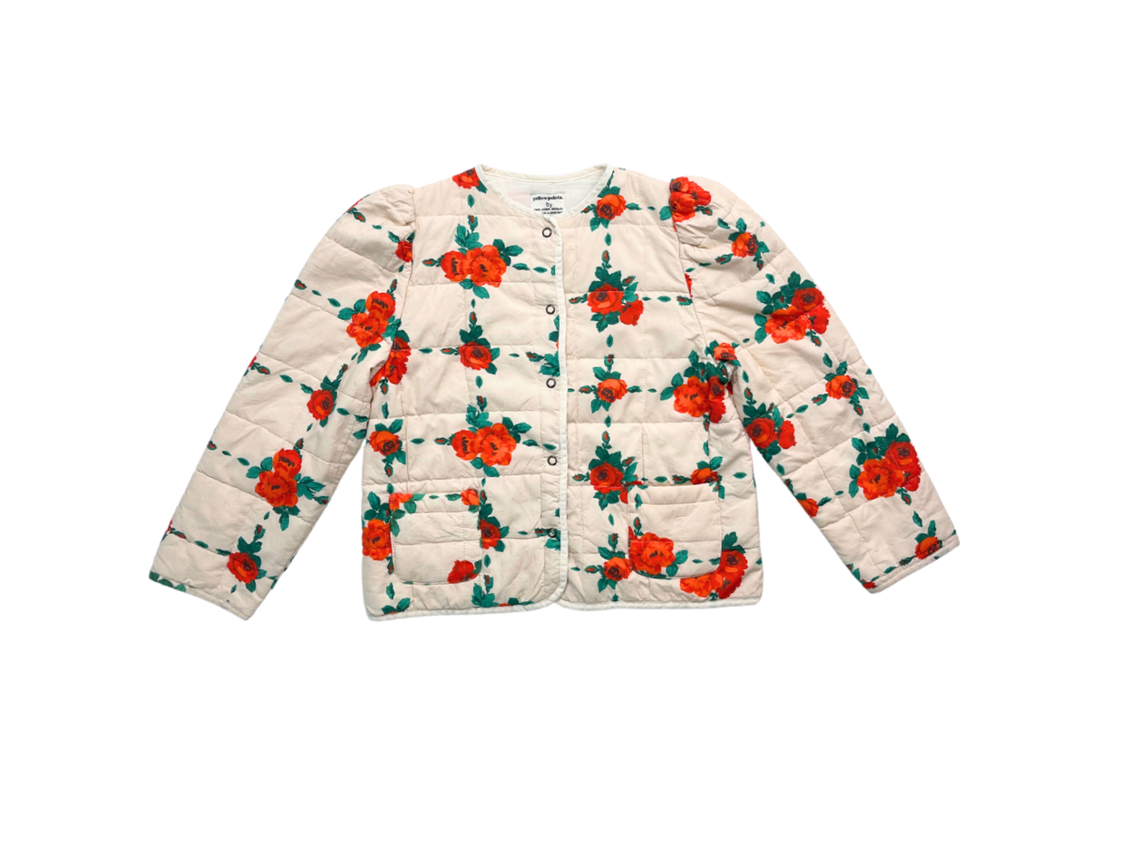 YELLOW PELOTA - Red floral quilted jacket - 8 years
