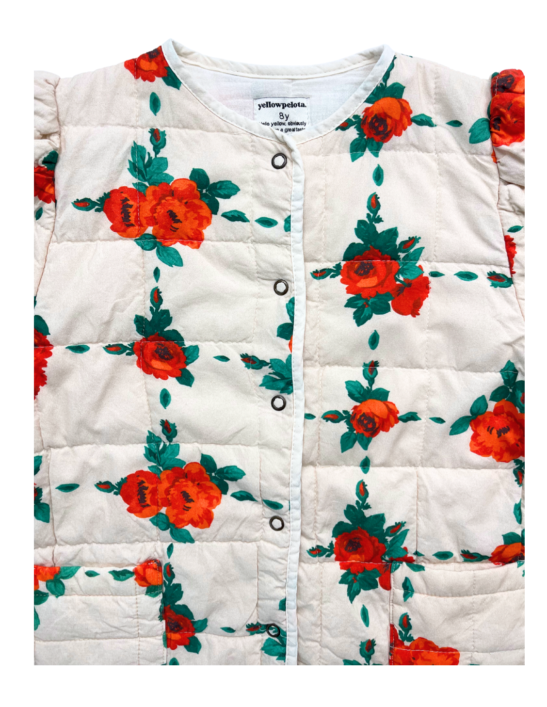 YELLOW PELOTA - Red floral quilted jacket - 8 years