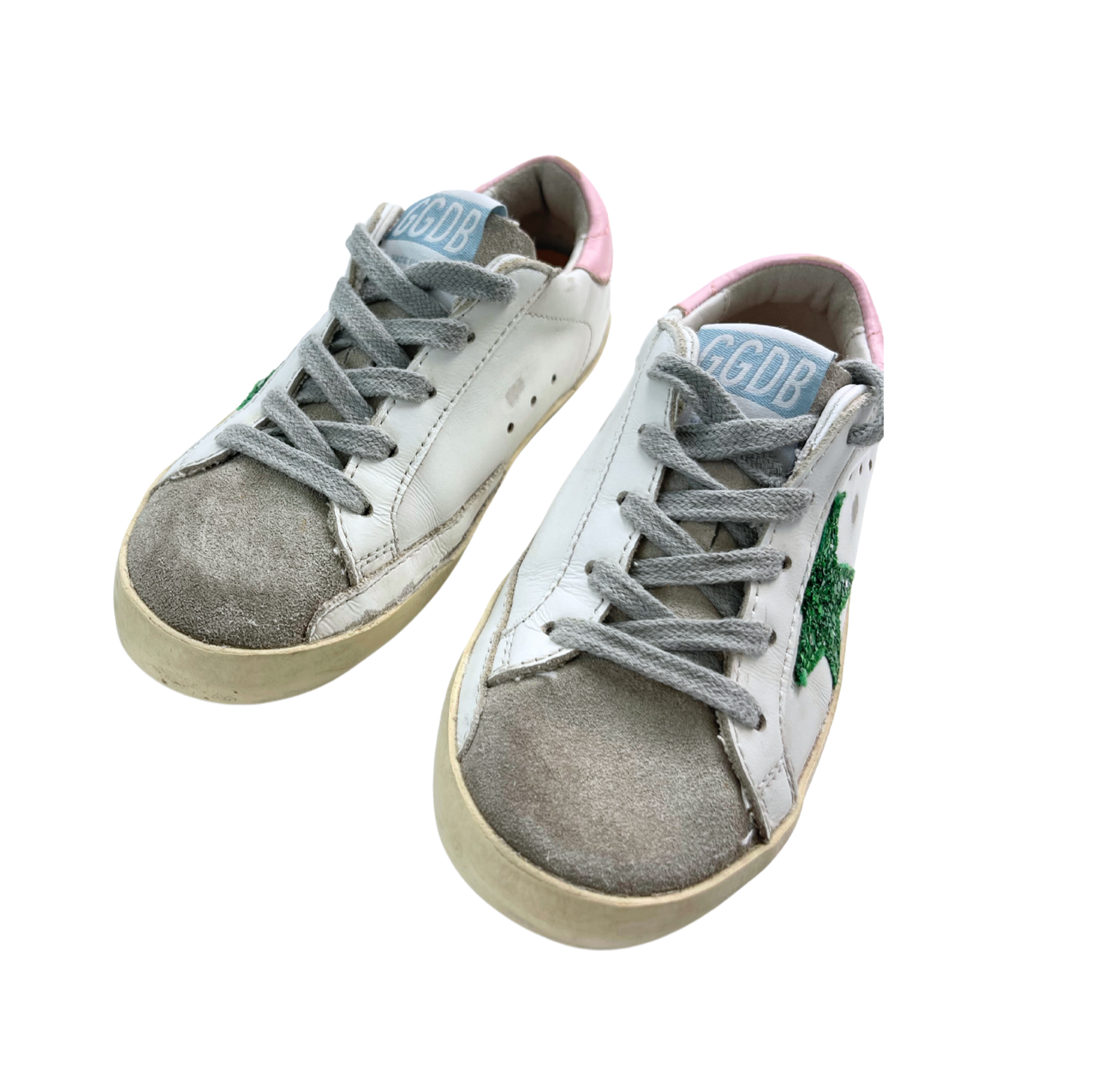 GOLDEN GOOSE - Baskets blanches étoile verte à paillettes - 29