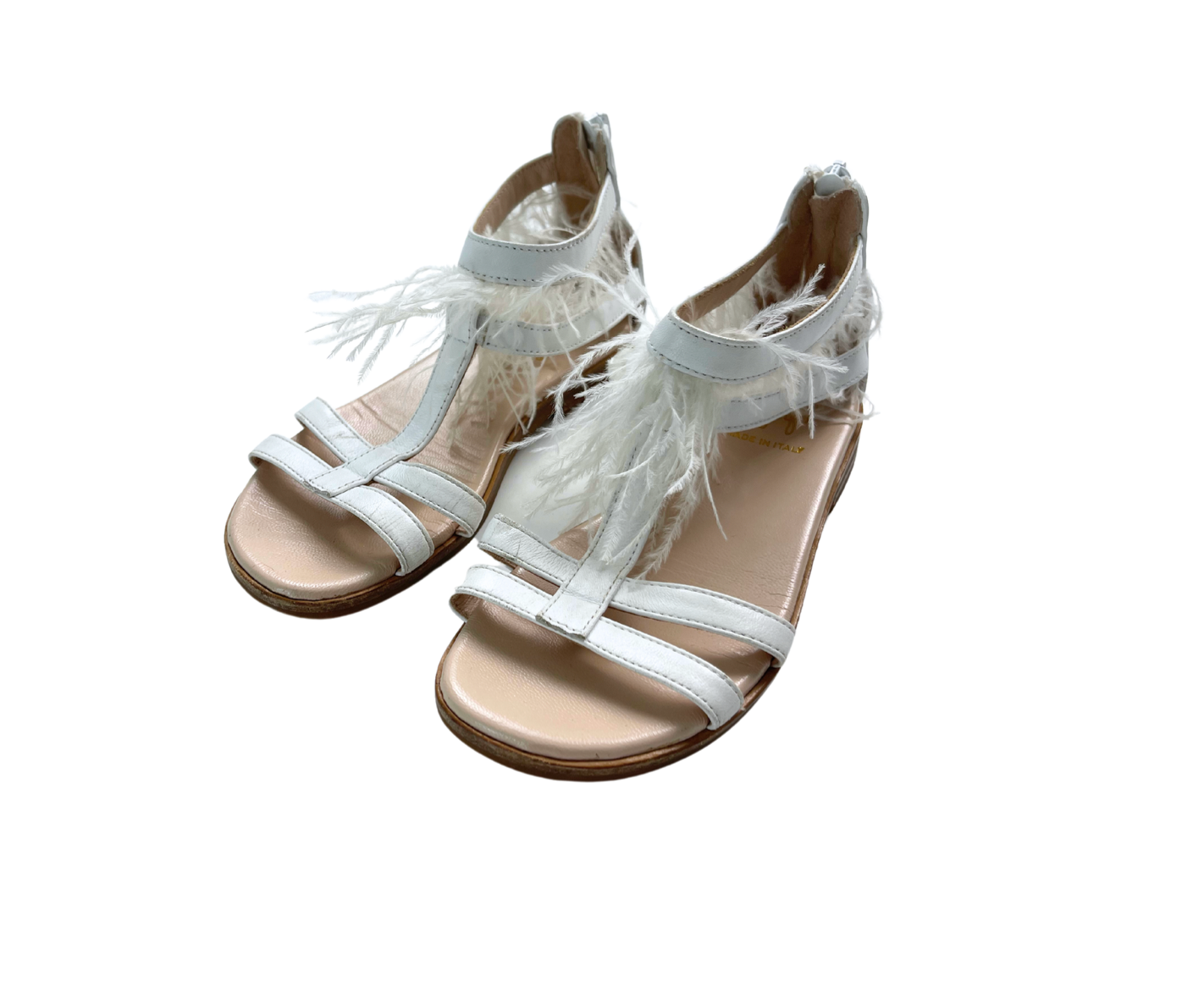 IL GUFO - Weiße Sandalen mit Federn - 27