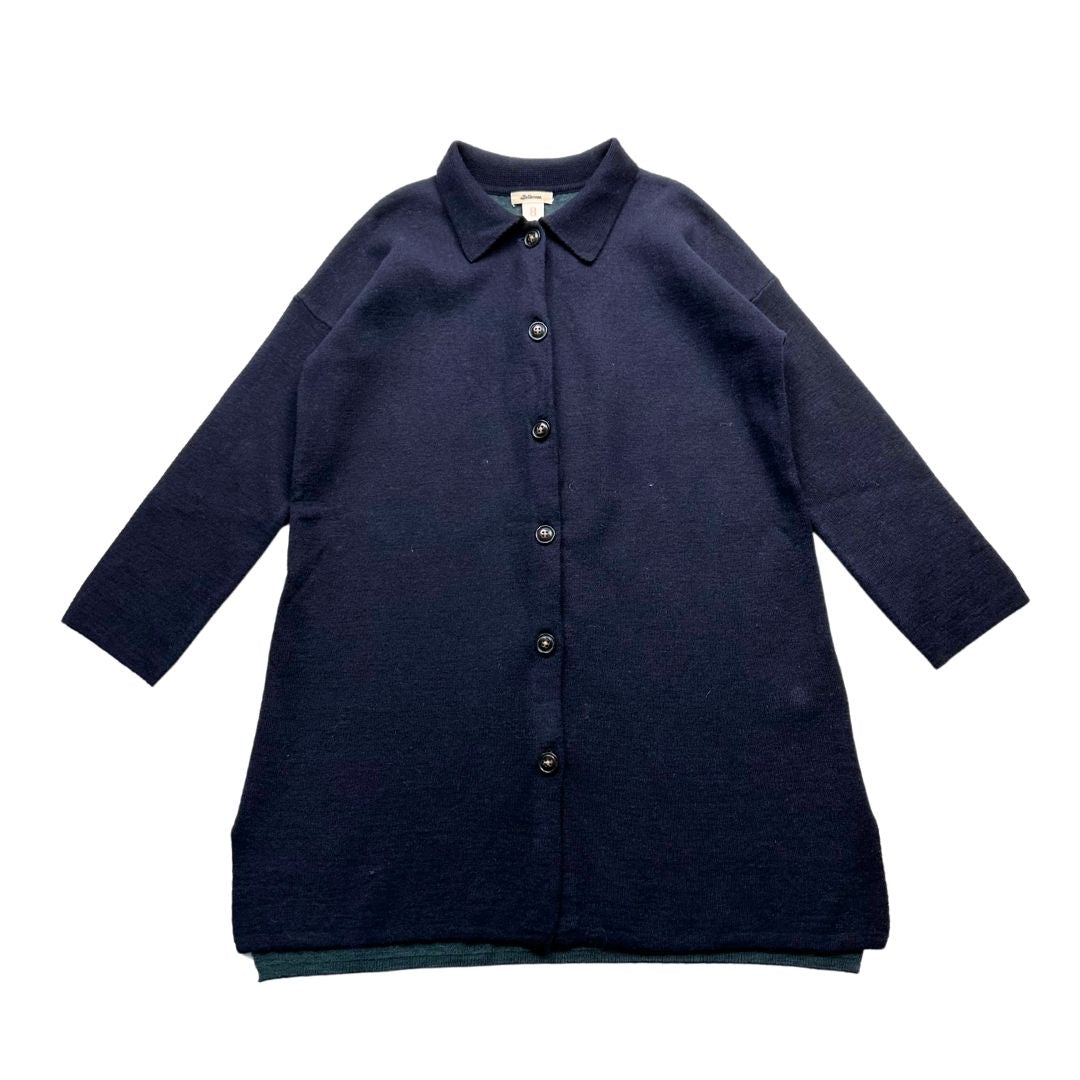 BELLEROSE - Gilet bleu marine long en laine - 8 ans