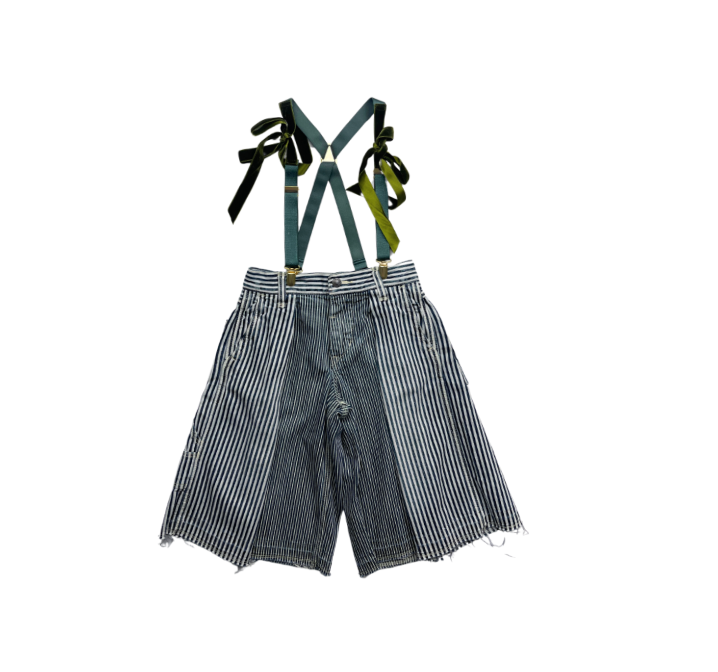 FITH - Striped trousers with green velvet straps - 5/6 years