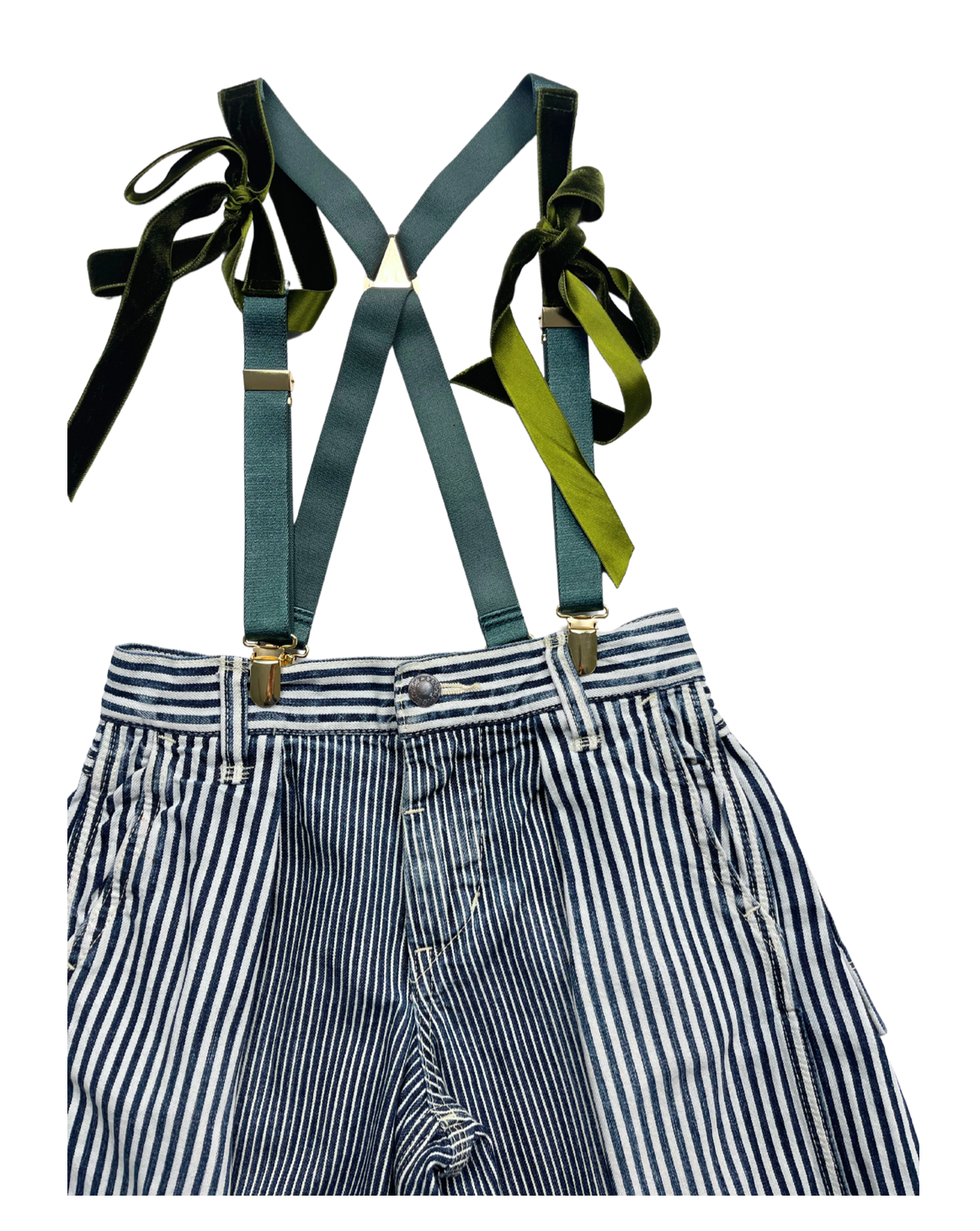 FITH - Striped trousers with green velvet straps - 5/6 years
