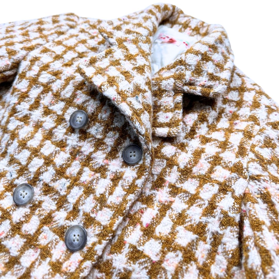 BONPOINT - Manteau en laine marron et blanc neuf - 6 ans