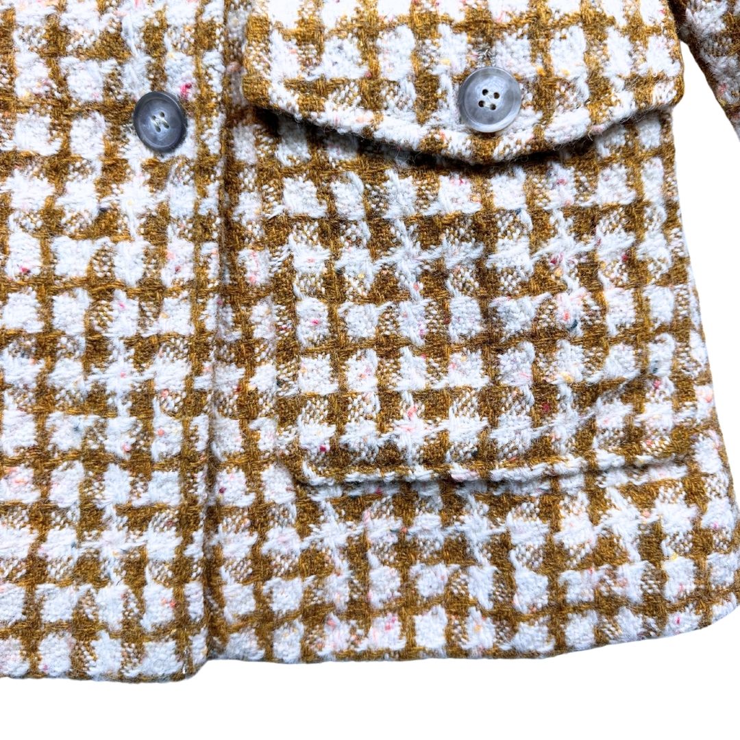 BONPOINT - Neuer braun-weißer Wollmantel - 6 Jahre