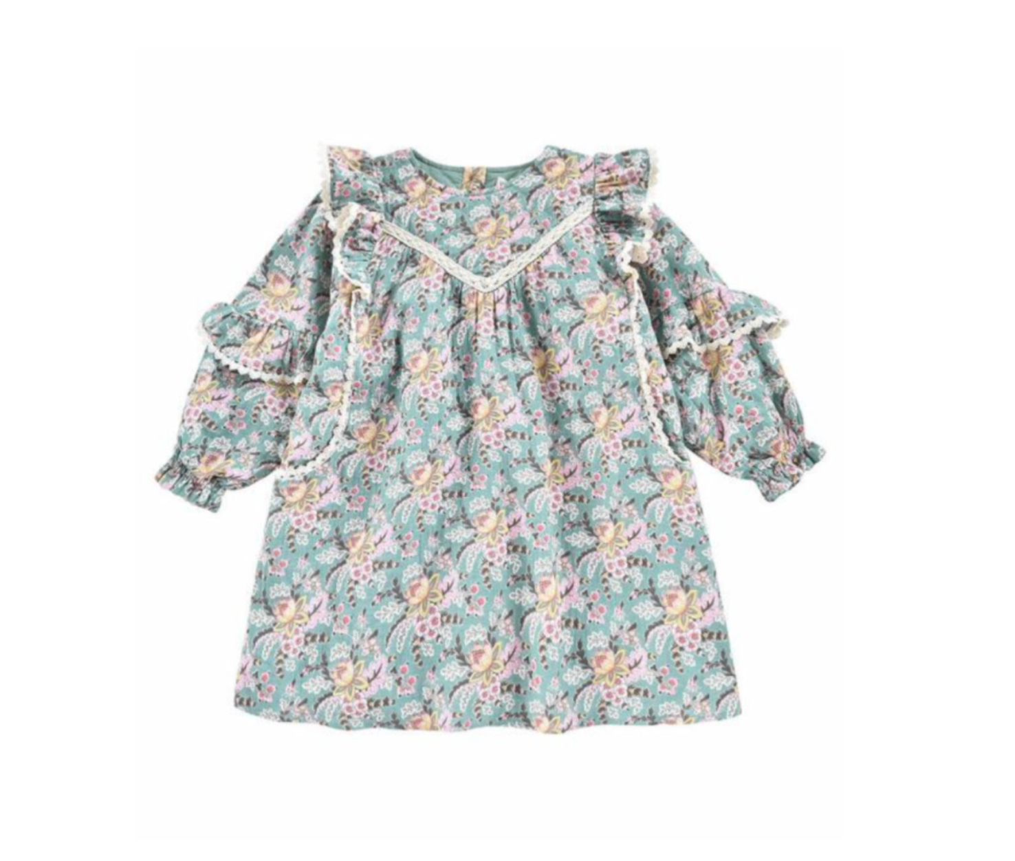 LOUISE MISHA - Robe épaisse bleue à fleurs - 10 ans