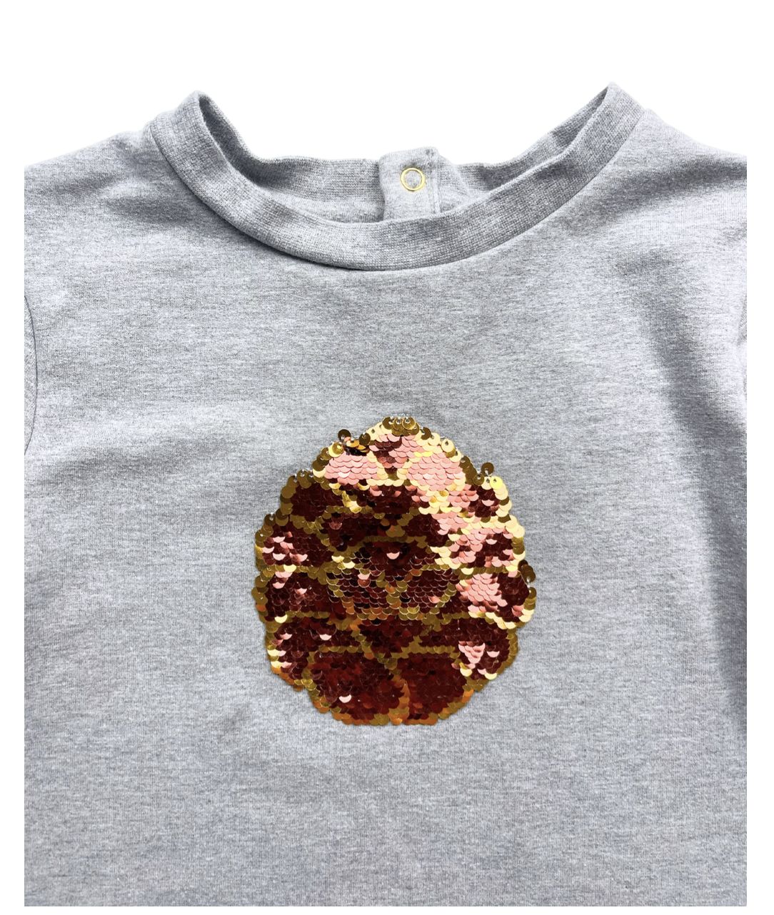 JACADI - Graues Sweatshirt mit glänzendem Tannenzapfen - 8 Jahre