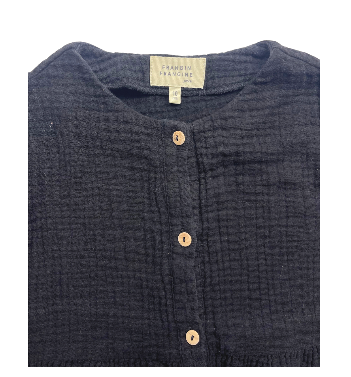 FRANGIN FRANGINE - Robe en gaz de coton noire - 10 ans