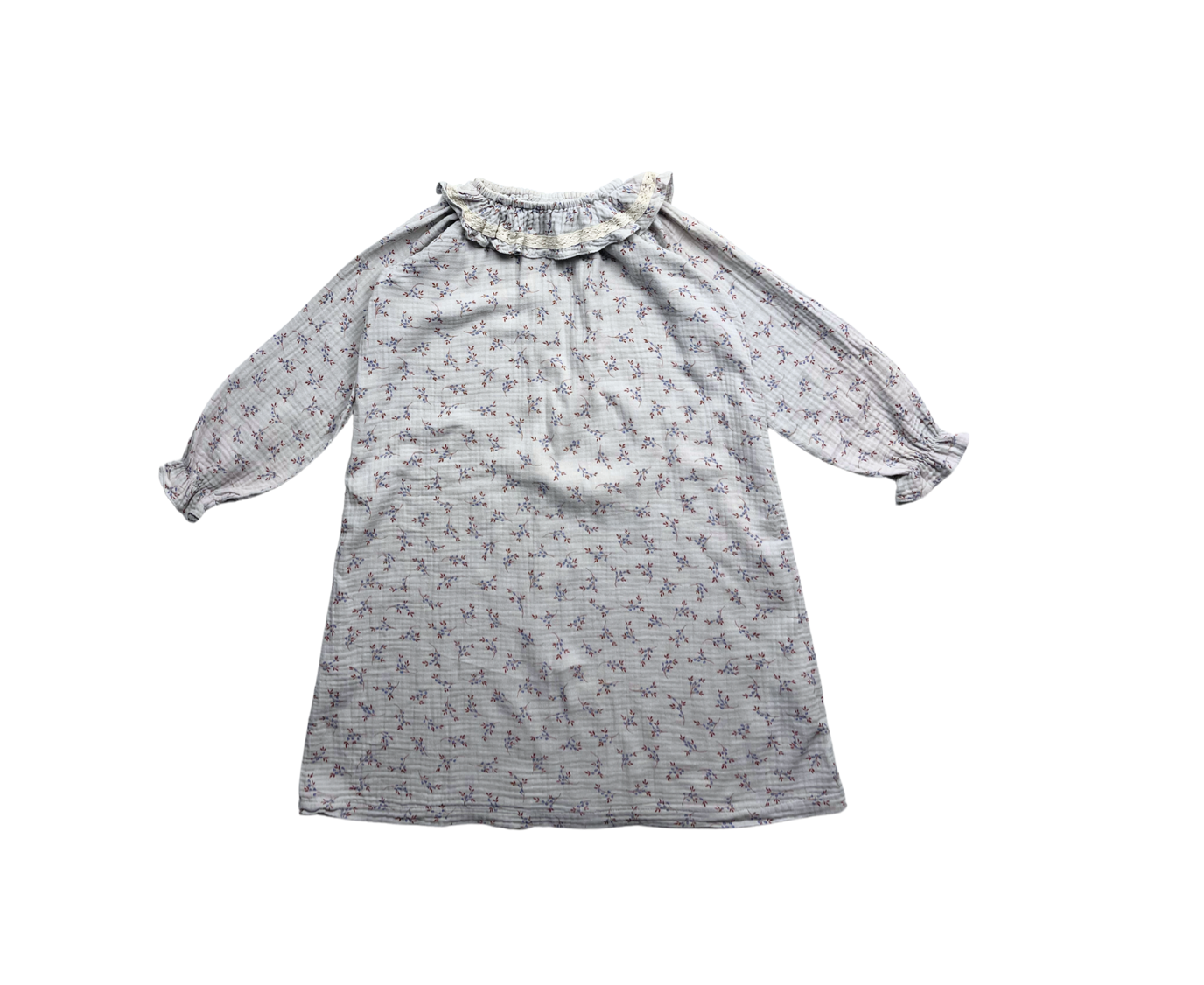 FRANGIN FRANGINE - Robe en gaz de coton bleu ciel à fleurs - 10 ans