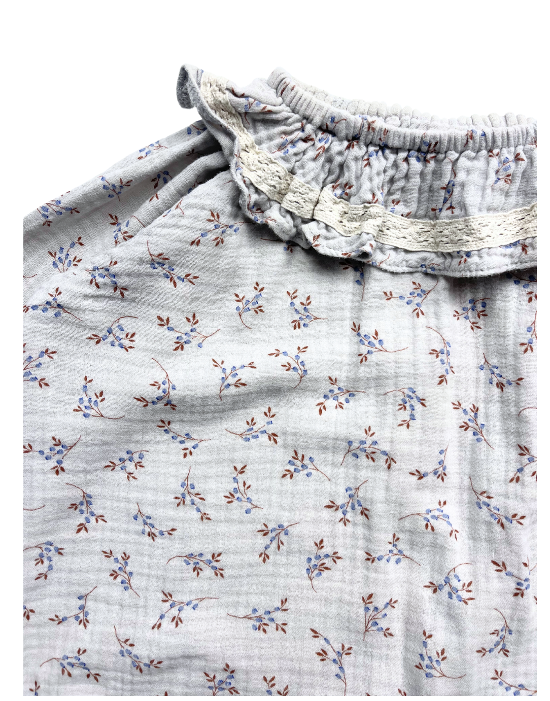 FRANGIN FRANGINE - Robe en gaz de coton bleu ciel à fleurs - 10 ans