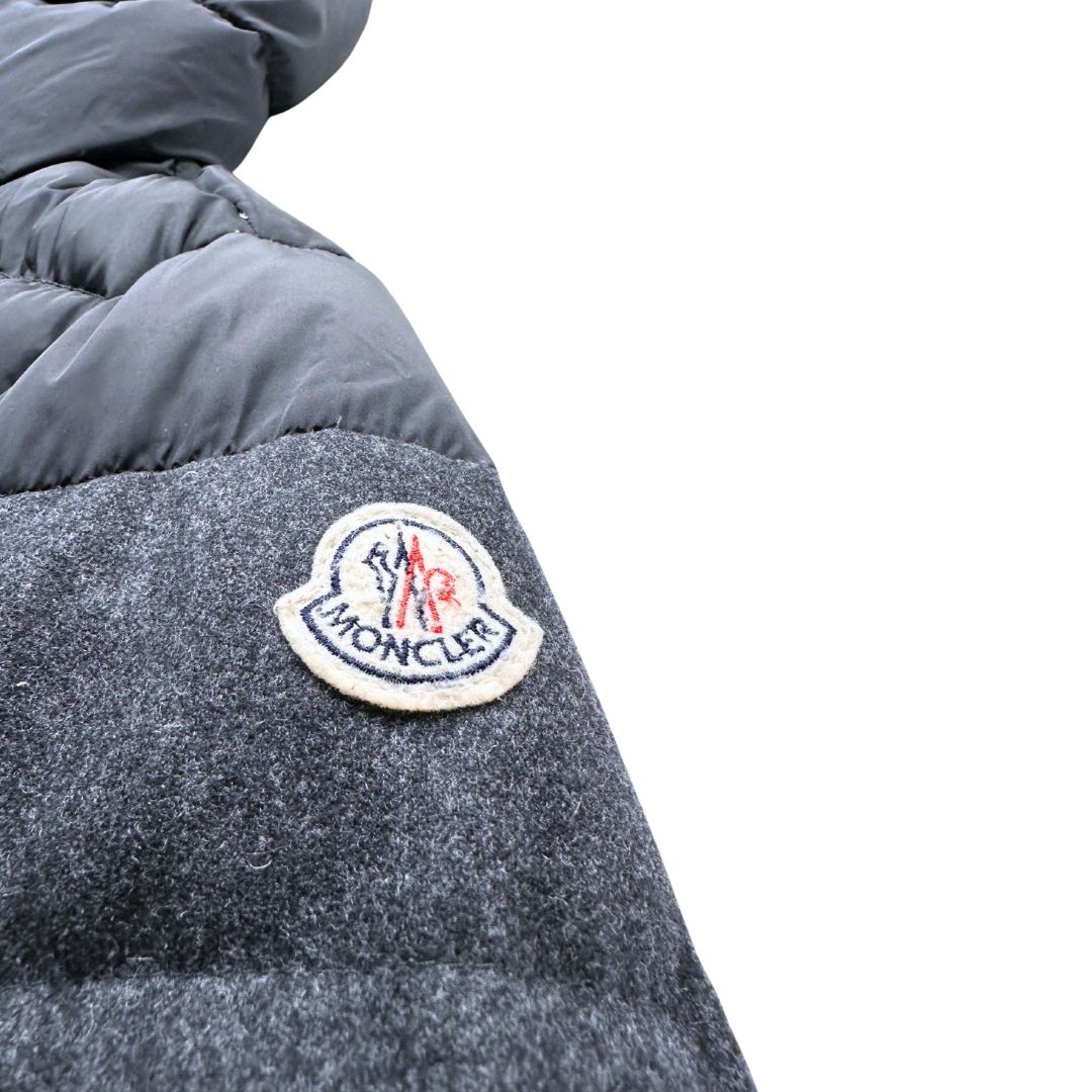 MONCLER - Doudoune en laine grise et noire - 12/14 ans