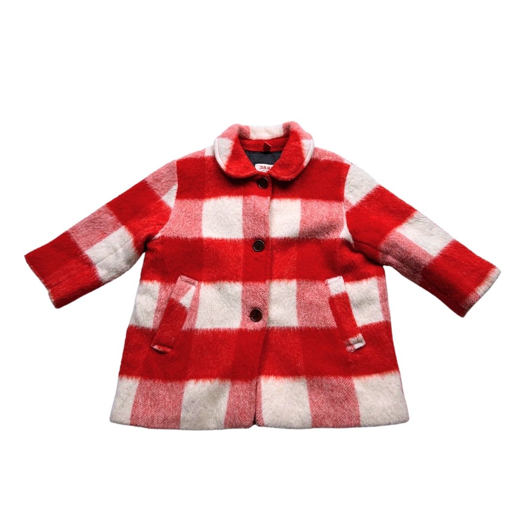 MAAN - Red and white checked wool coat - 4 years