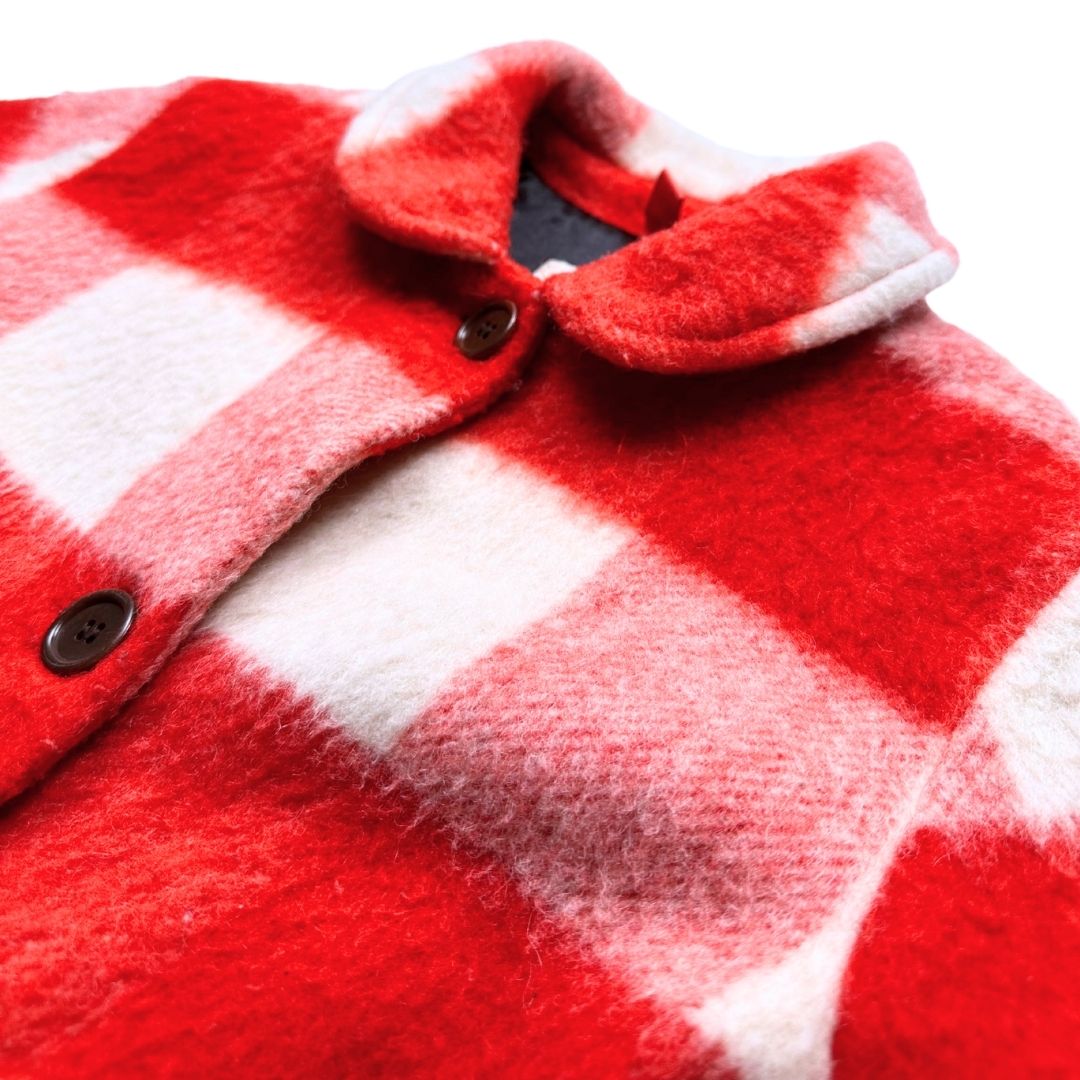 MAAN - Red and white checked wool coat - 4 years
