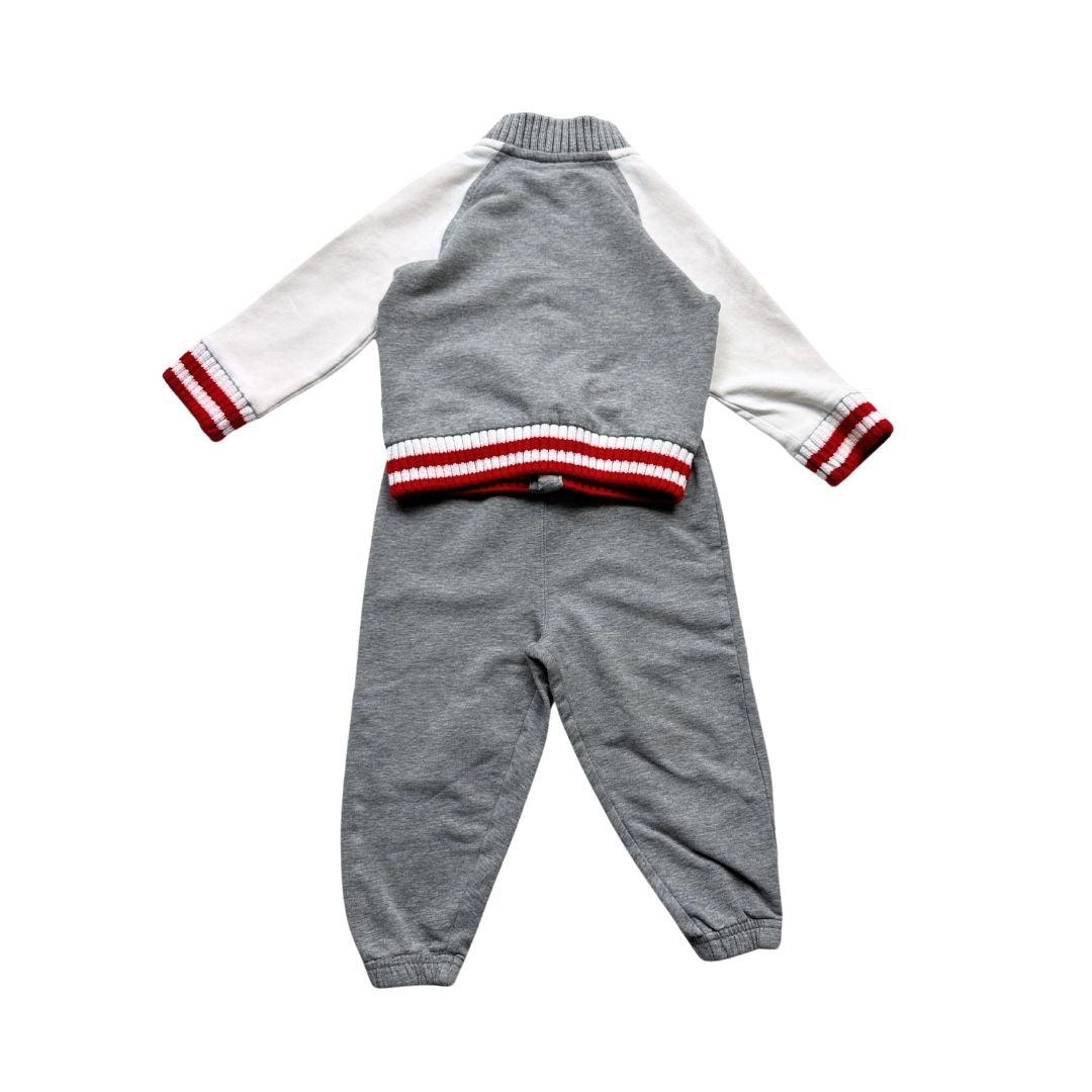 MONCLER - Ensemble de jogging gris et blanc - 12 mois