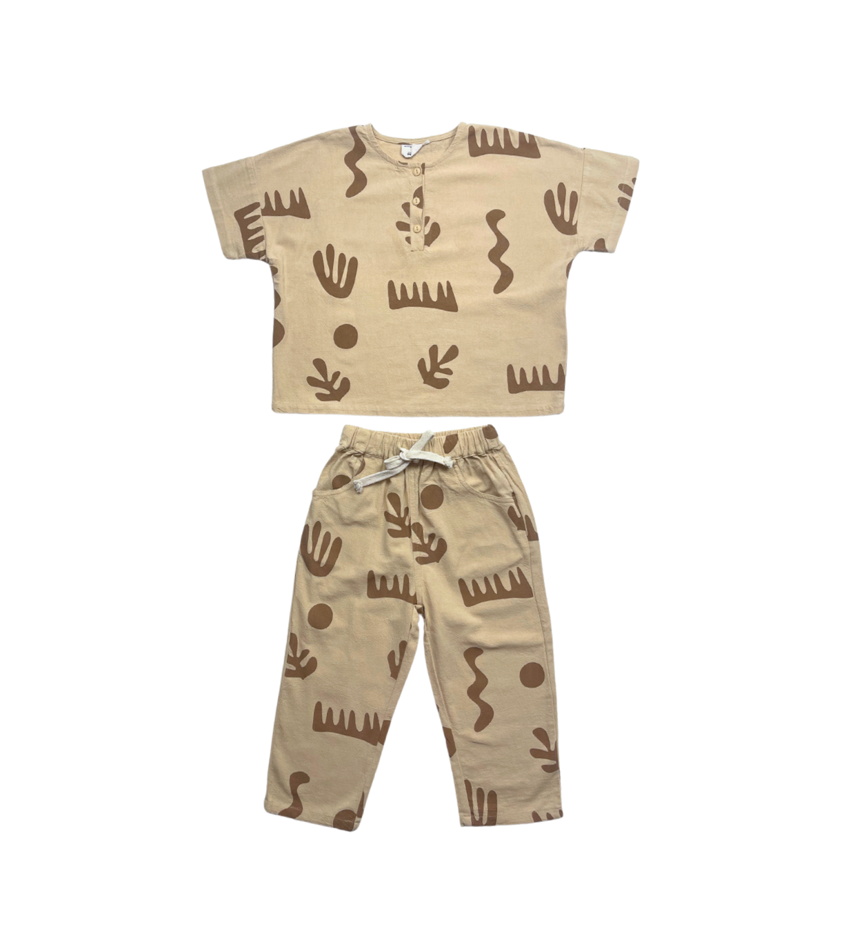GAMIN GAMINE - Ensemble beige à motifs - 4 ans