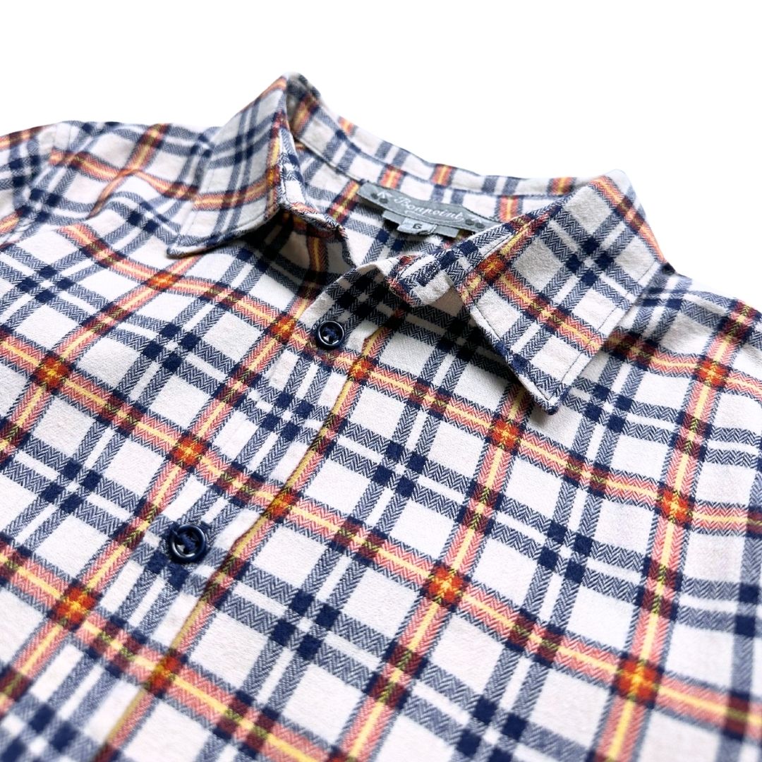 BONPOINT - Braun, blau und gelb kariertes Hemd - 6 Jahre