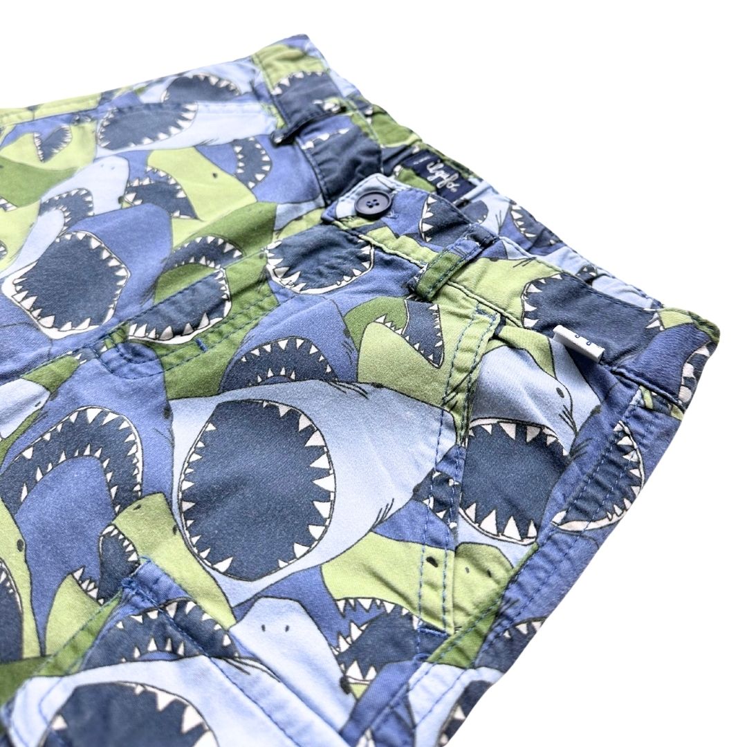 IL GUFO - Blue and green shark print shorts - 5 years