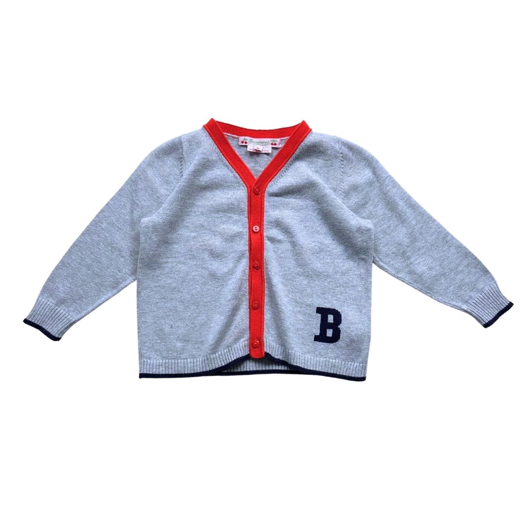 BONPOINT - Grey, blue and orange cardigan - 2 years