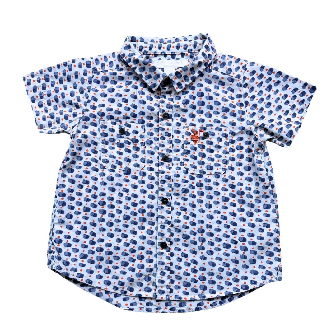 BURBERRY - Chemise en soie à motifs bleu et orange - 18 mois