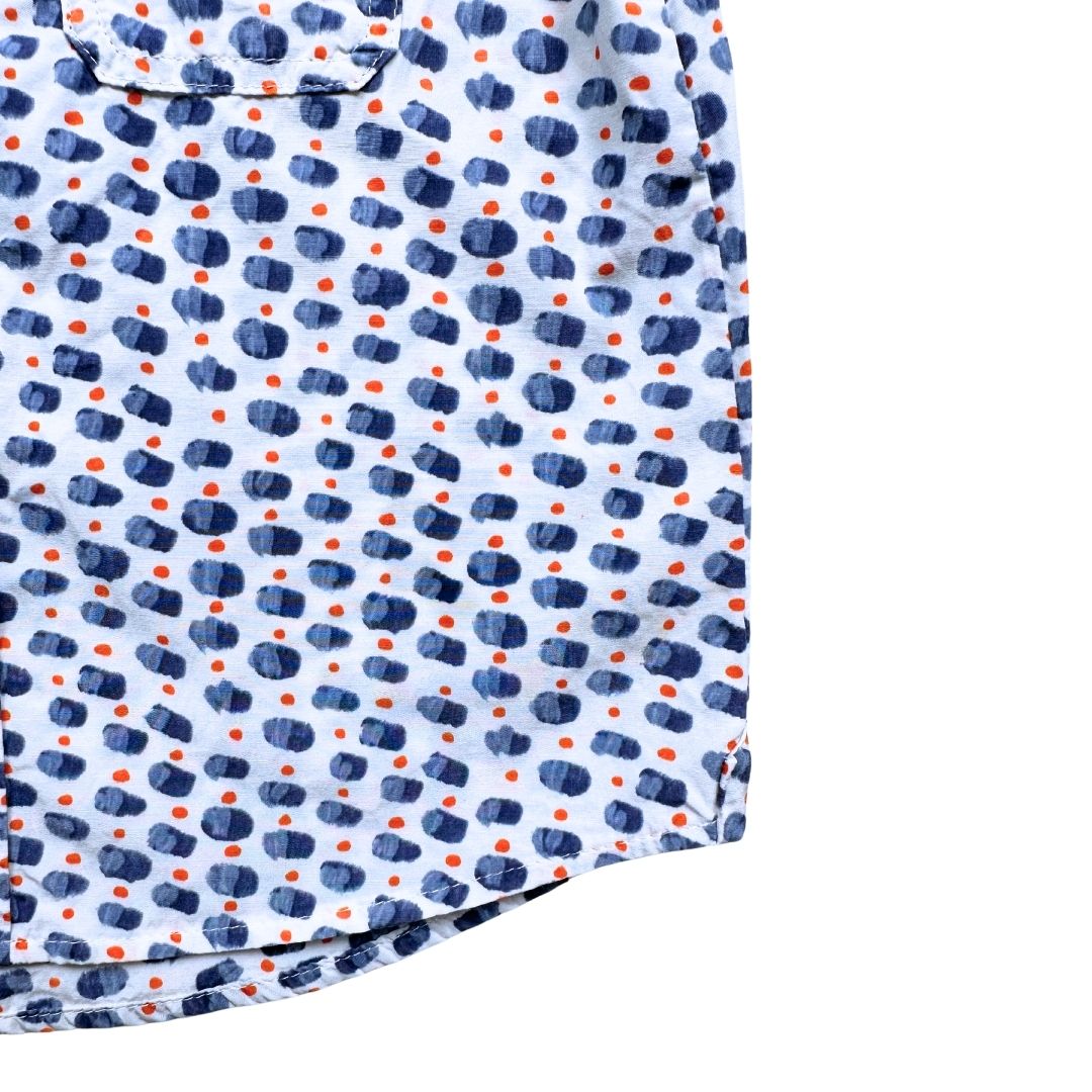 BURBERRY - Chemise en soie à motifs bleu et orange - 18 mois