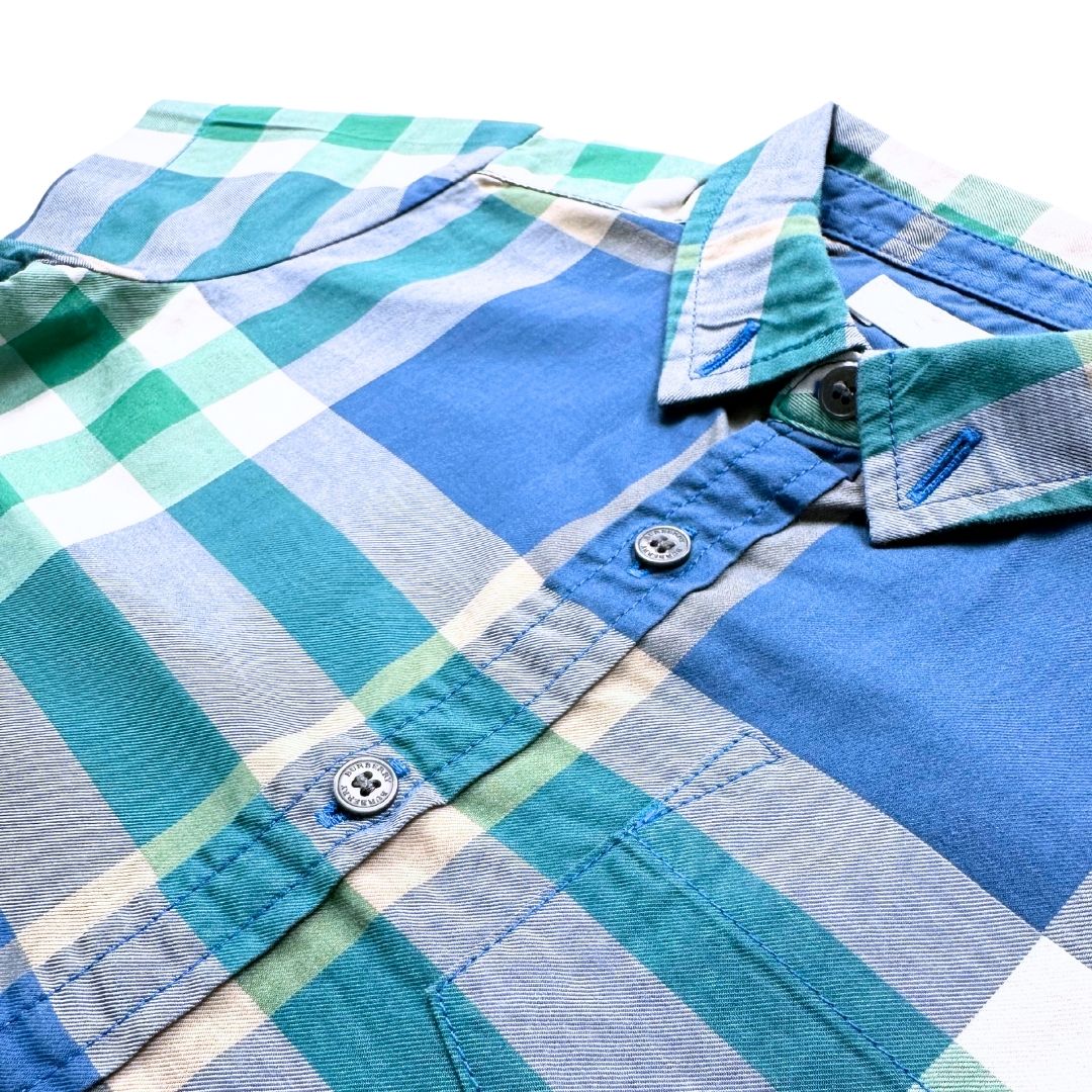 BURBERRY - Blau-grün kariertes Hemd - 18 Monate