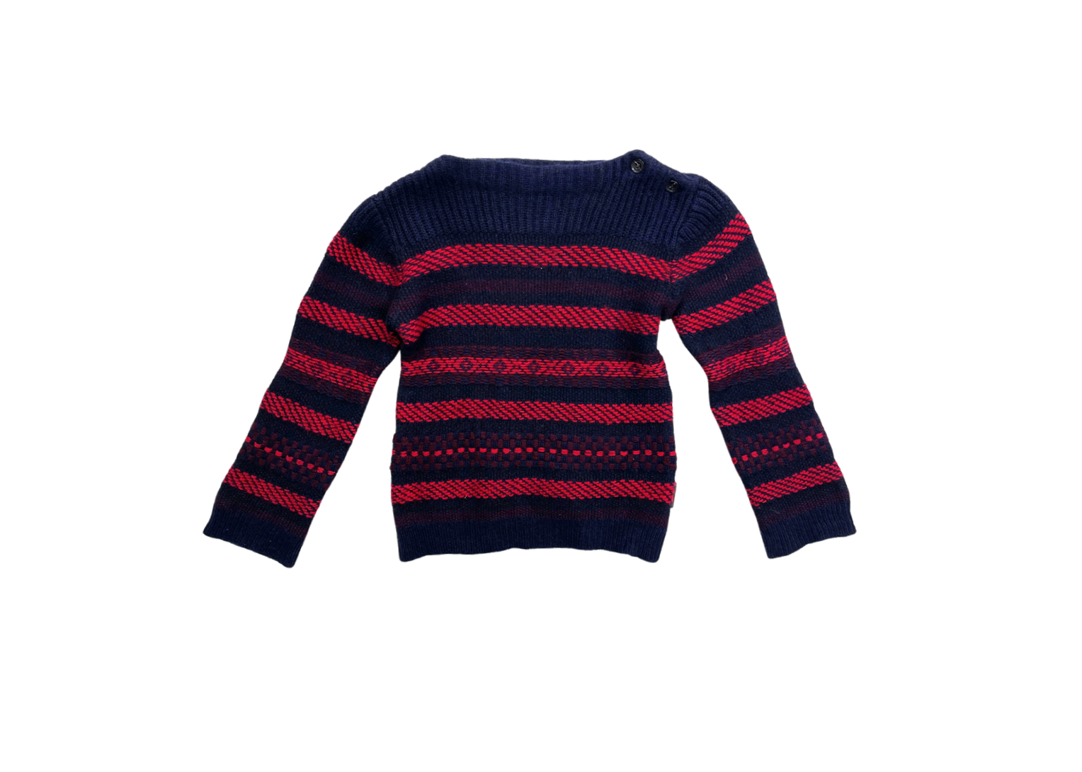 BURBERRY - Pull bleu marine à rayures laine et cachemire - 18 mois