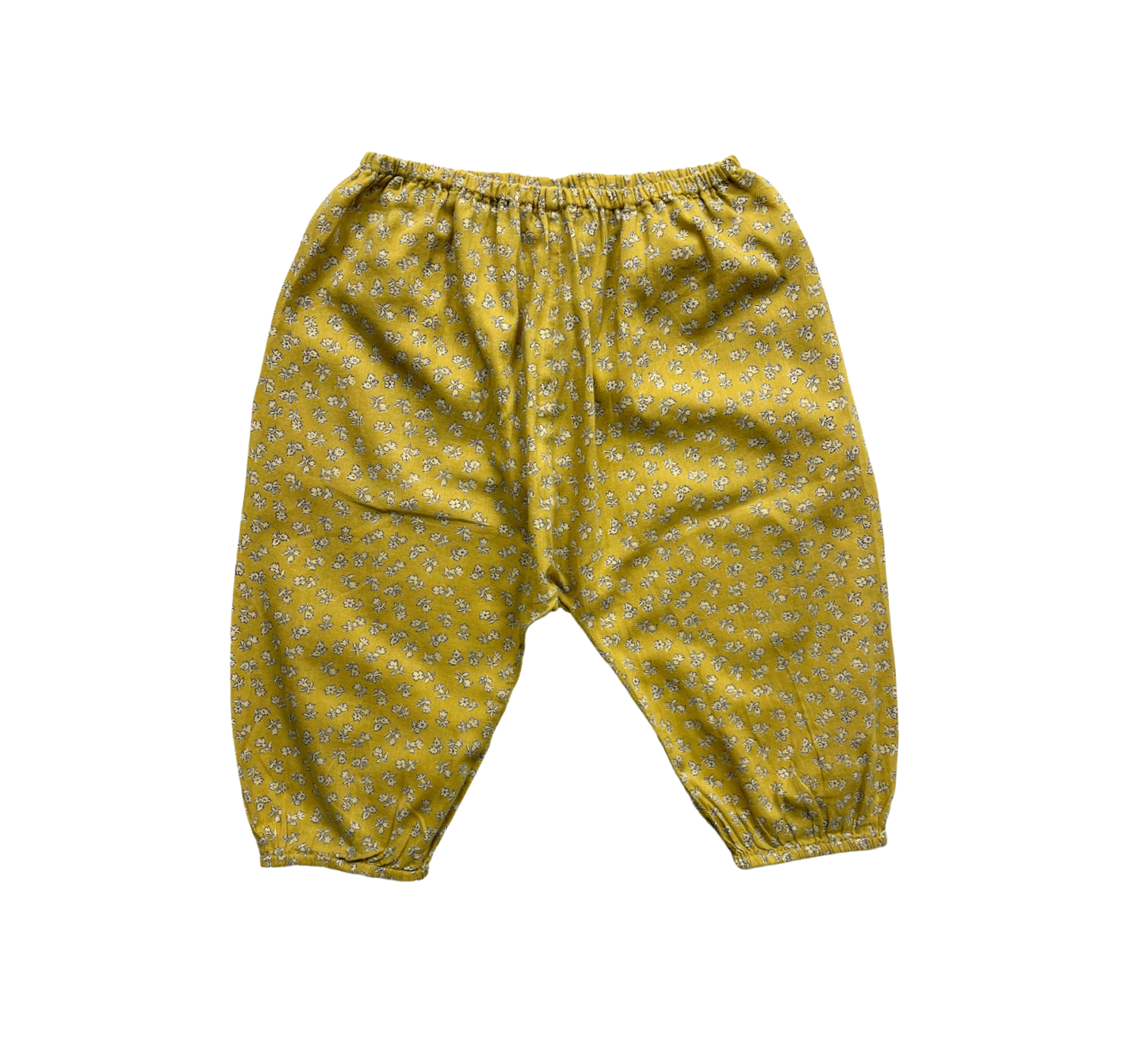 CARAMEL - Sarouel en coton jaune à fleurs - 2 ans