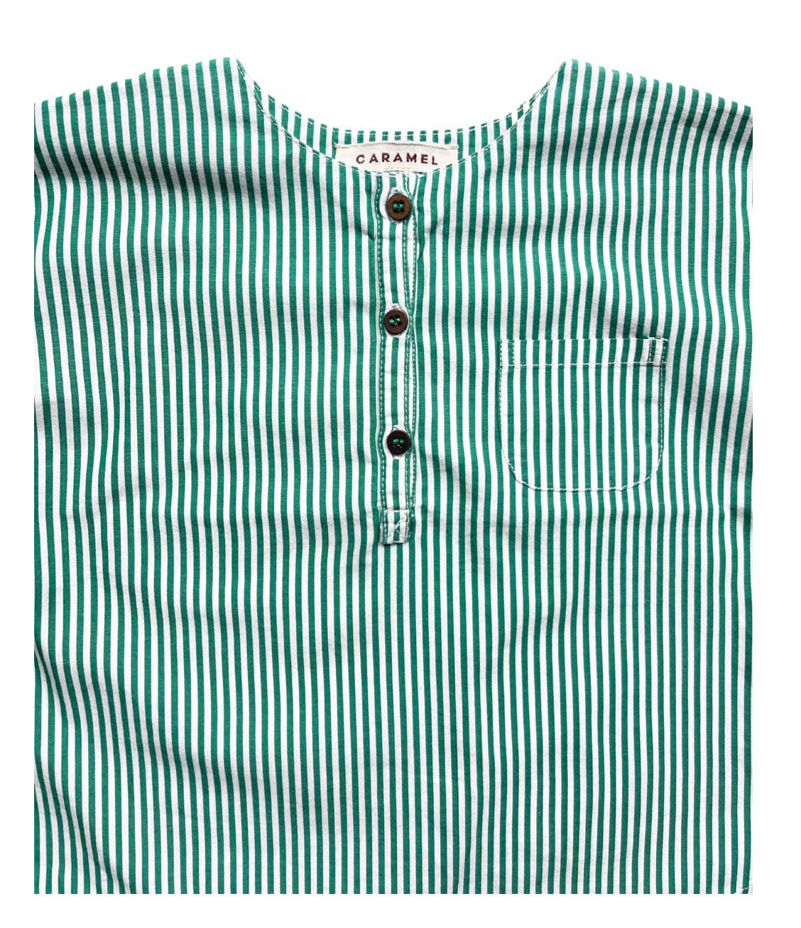 CARAMEL - Chemise à rayures vertes col MAO - 18 mois