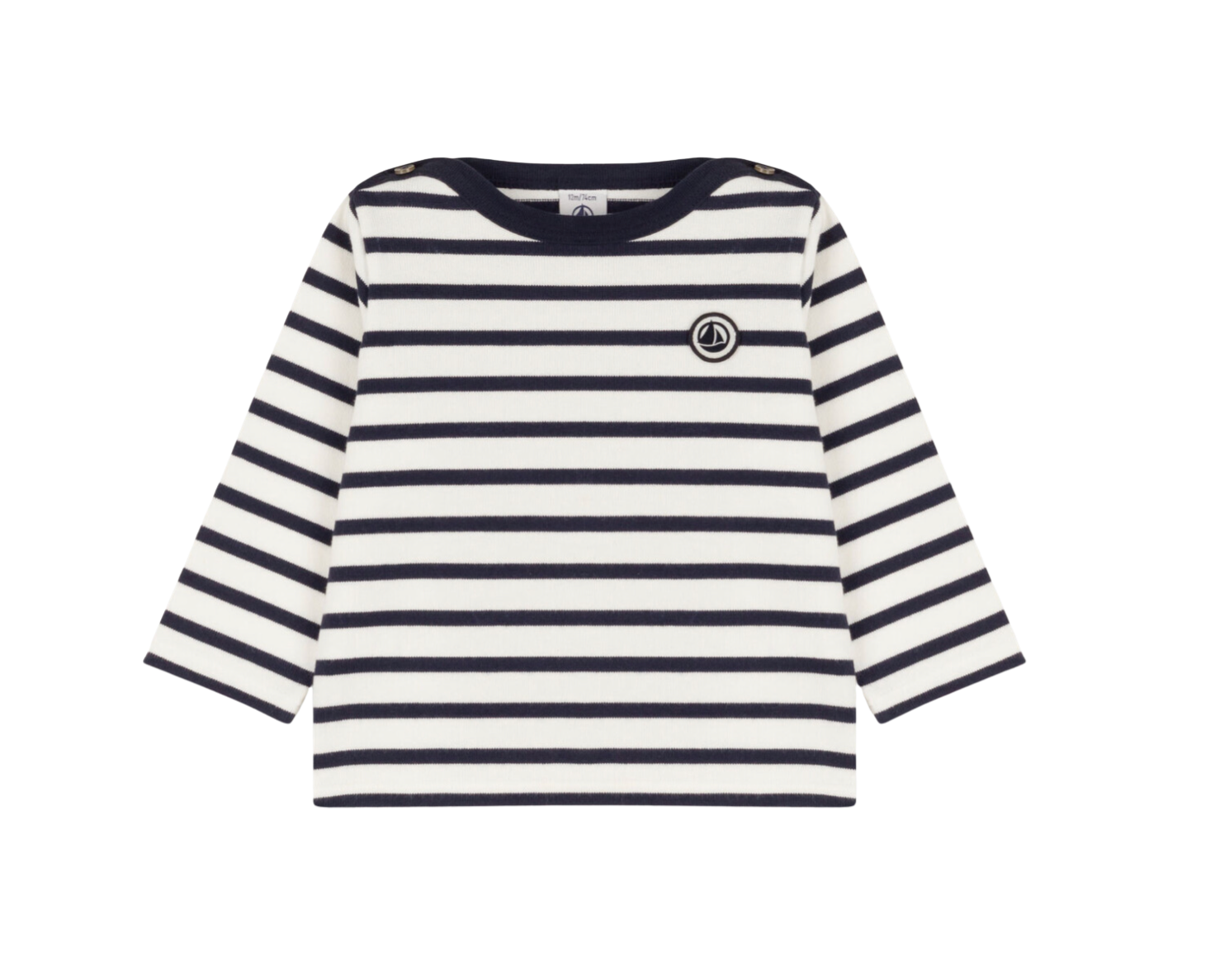 PETIT BATEAU - Marinière blanche et bleue - 2 ans