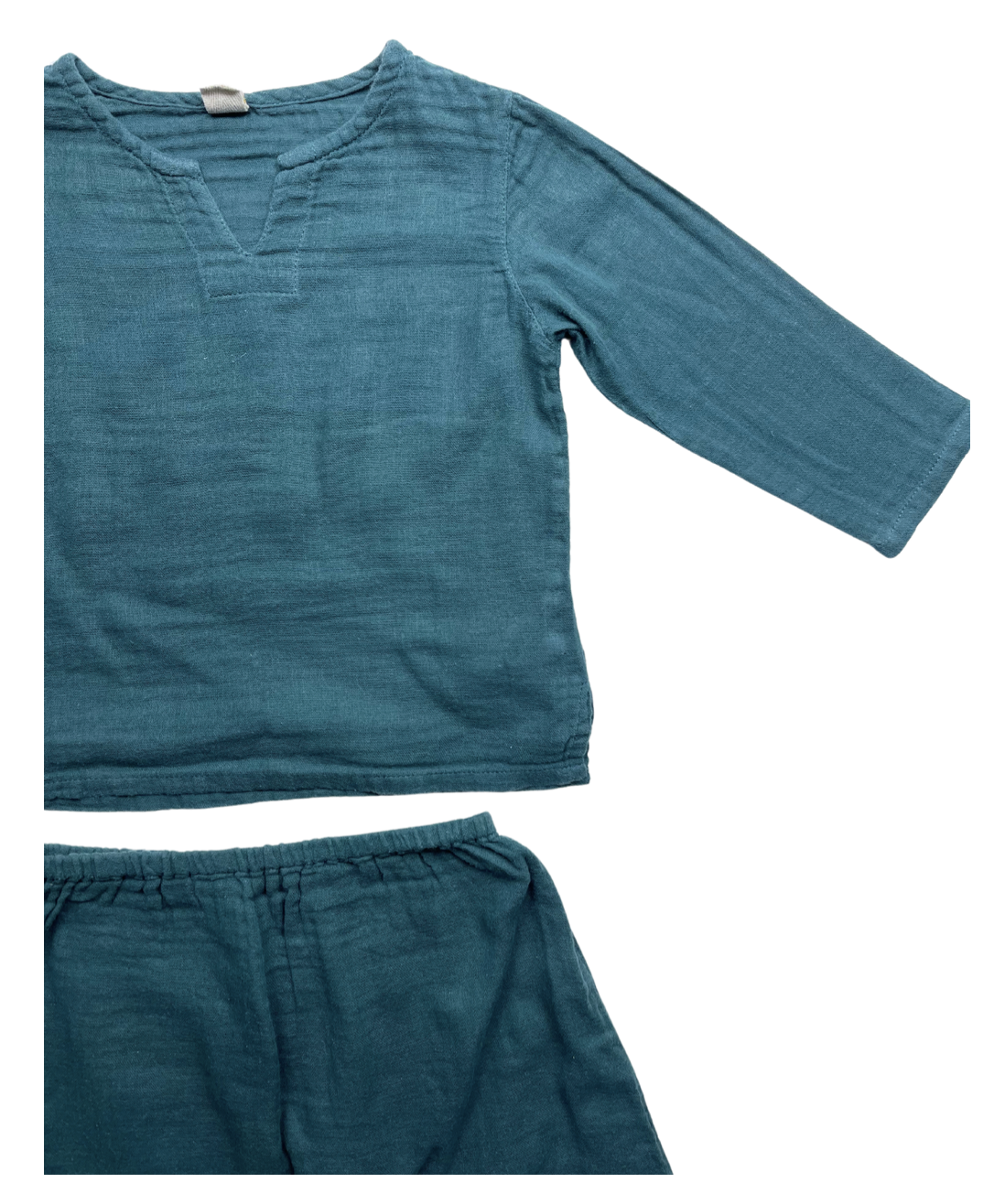 NUMERO 74 - Ensemble vert sapin en gaz de coton - 5 ans