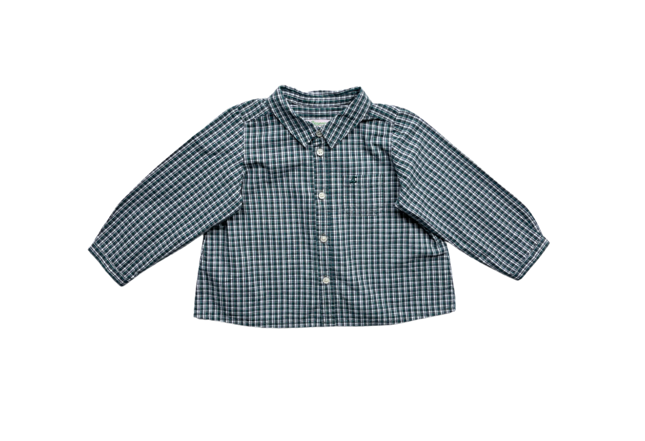BONPOINT - Chemise verte à petits carreaux - 18 mois