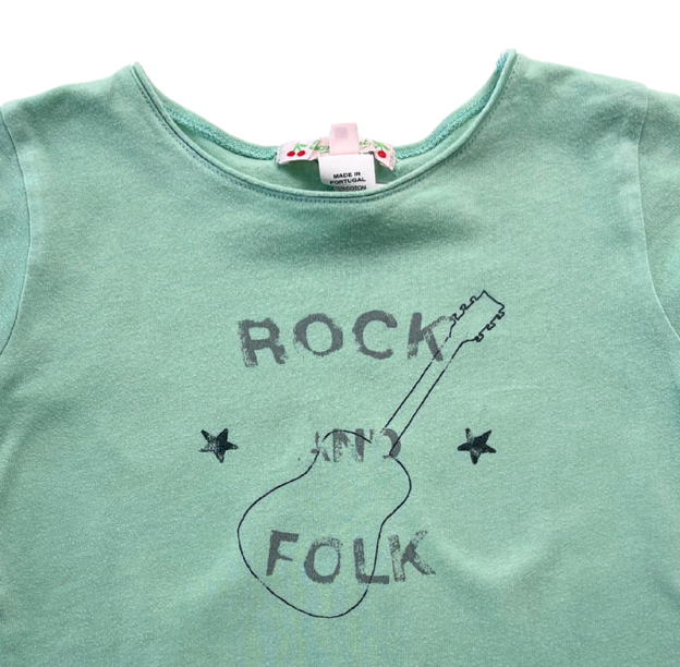 BONPOINT - T-shirt vert « Rock and Folk » - 4 ans