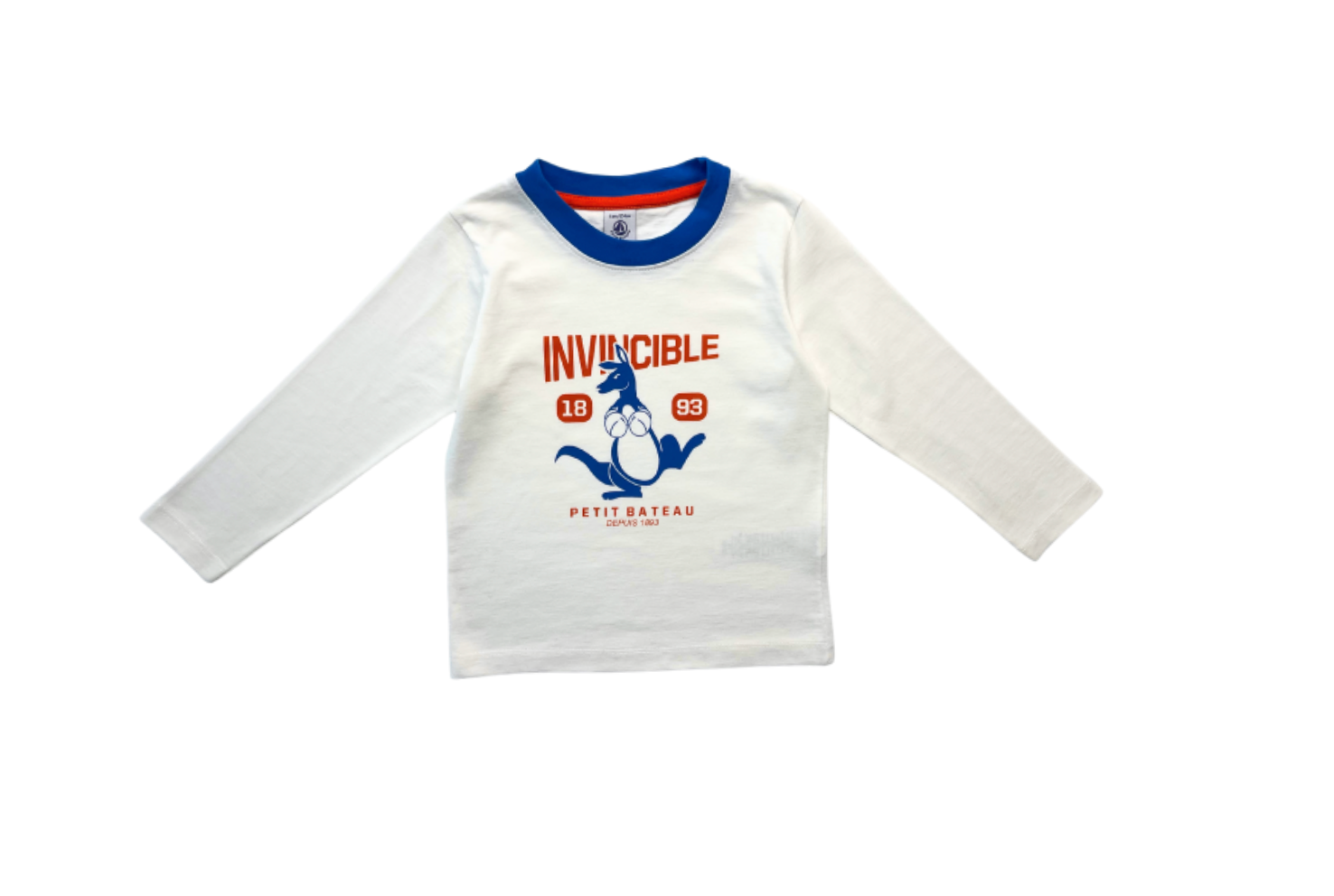 PETIT BATEAU - Weißes Langarm-T-Shirt "Invincible" - 4 Jahre