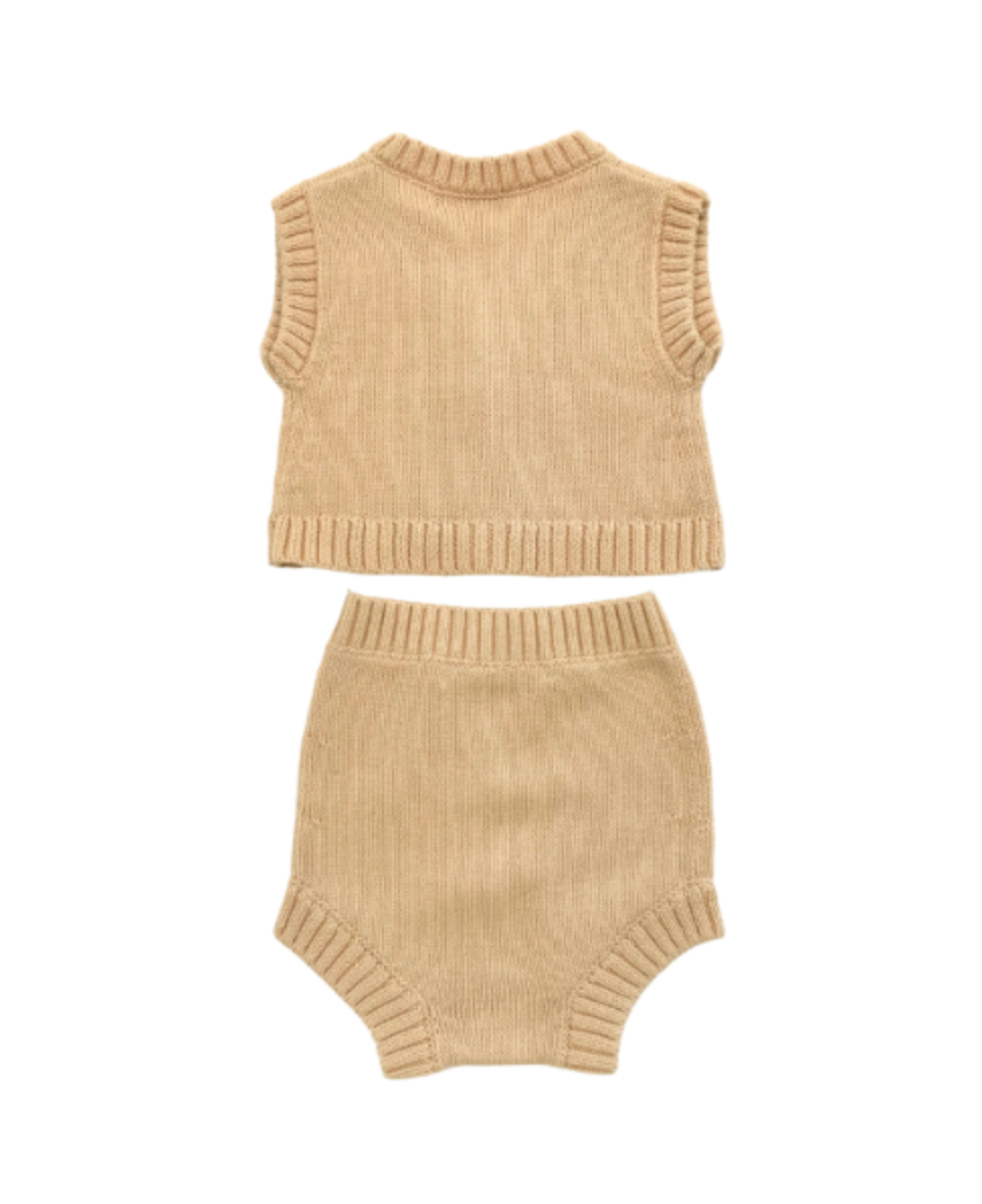 BONPOINT - Ensemble pull et short beige - 1 mois