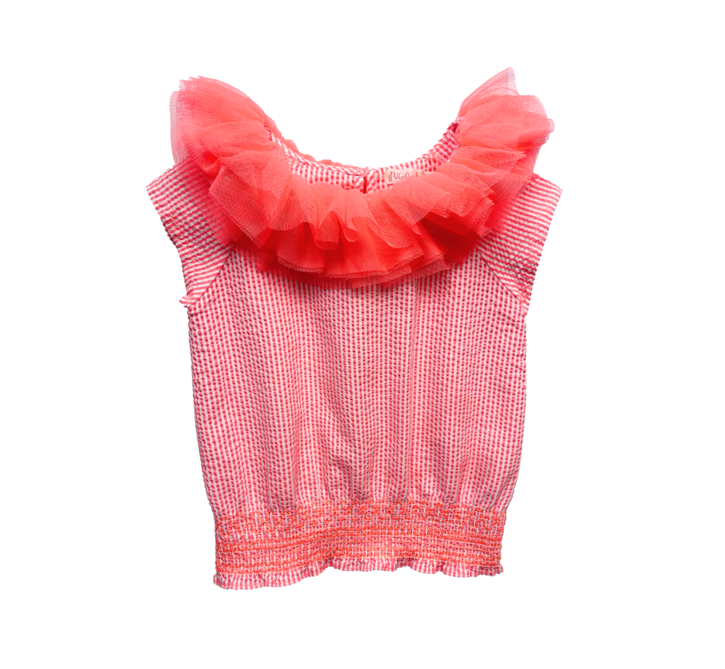 BILLIE BLUSH - Orange gestreiftes Top mit Tüllkragen - 3 Jahre
