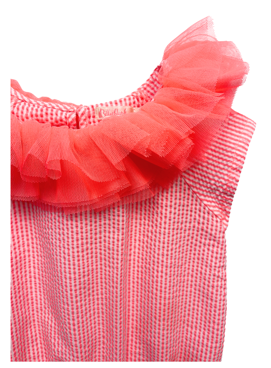 BILLIE BLUSH - Orange gestreiftes Top mit Tüllkragen - 3 Jahre