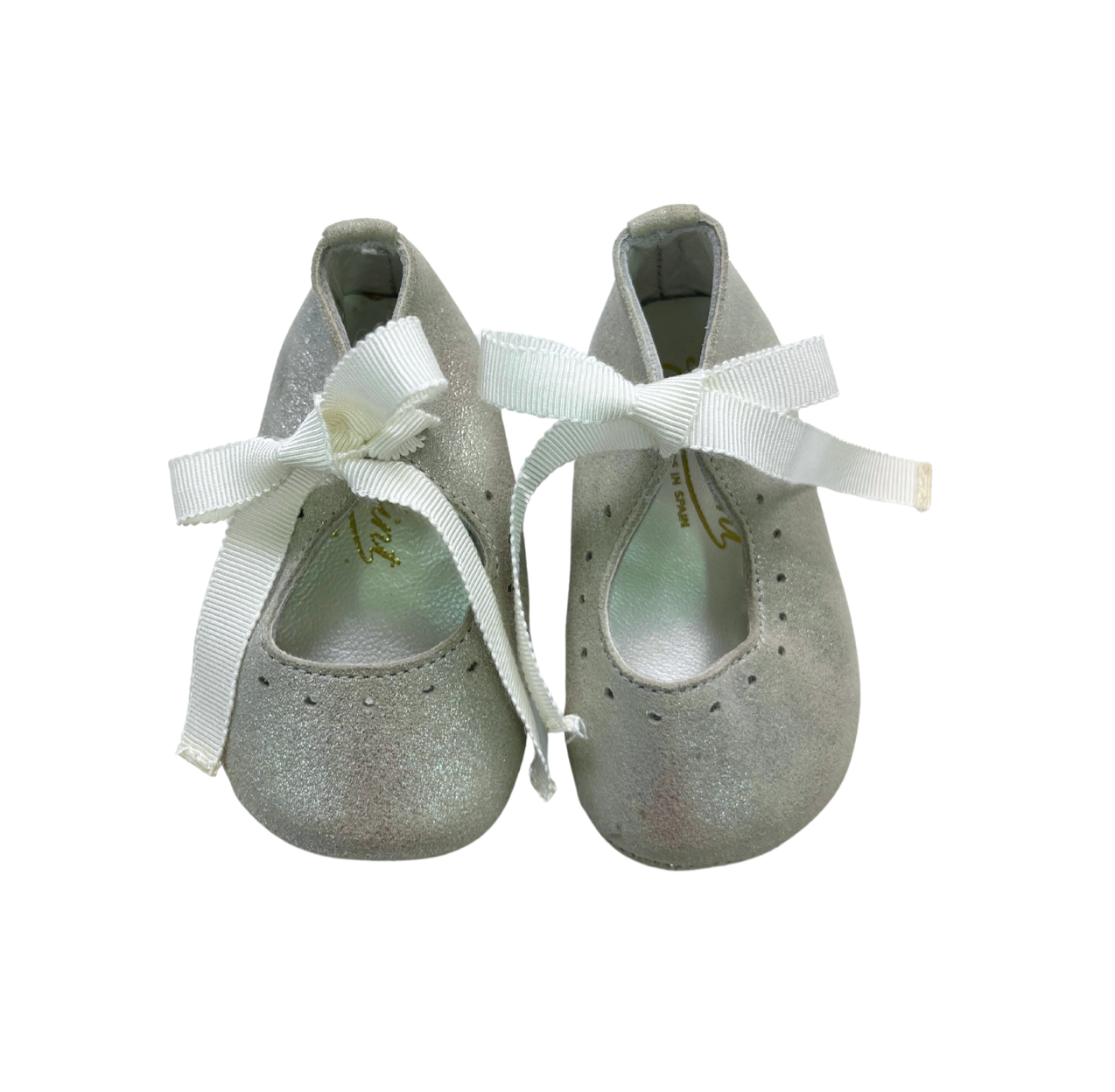 BONPOINT - Chaussons ballerines gris pailletés - 17