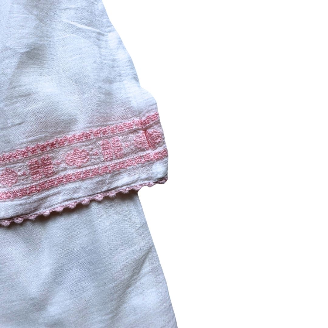 RALPH LAUREN - Weißer und rosa Overall mit Stickerei - 9 Monate