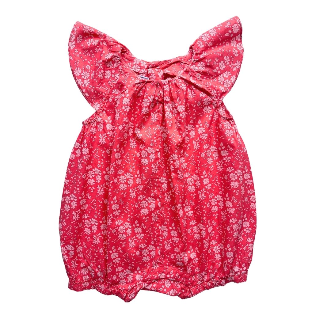 JACADI - Barboteuse rouge à fleurs - 18 mois