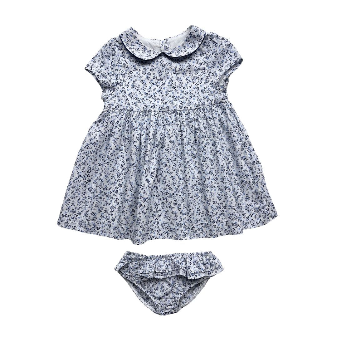 JACADI - Ensemble robe et bloomer à fleurs bleues - 18 mois