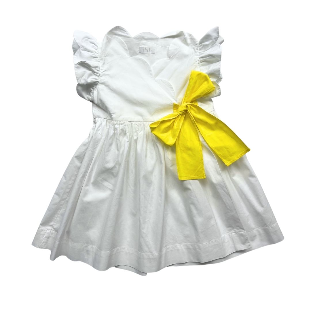 IL GUFO - White dress with yellow belt - 18 months