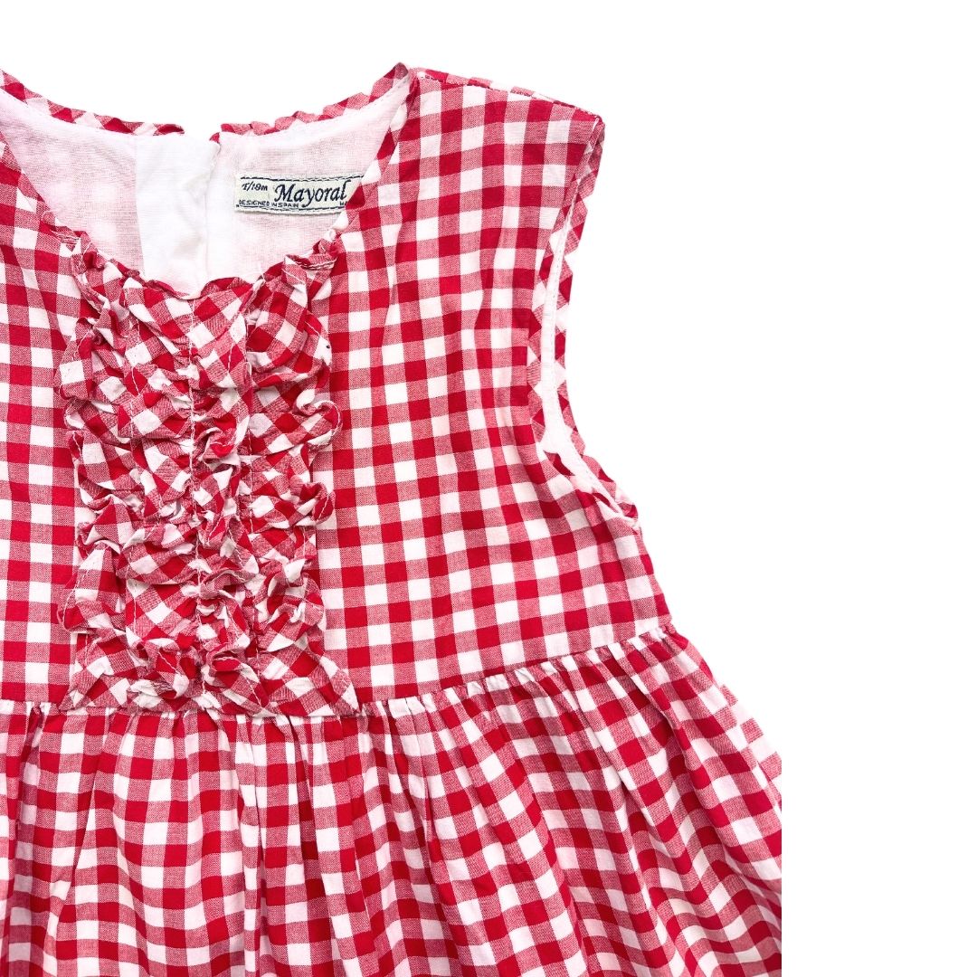 MAYORAL - Besticktes rot kariertes Kleid - 18 Monate